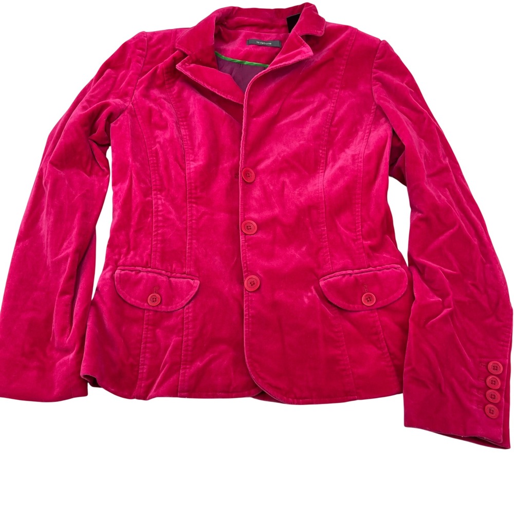 Liz Claiborne Womens Hot Pink Velvet Blazer Jacket Size‎ 8 Notched Lapel Lined